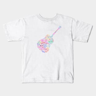 Guitar Folks Silhouette Shape Text Word Cloud Kids T-Shirt